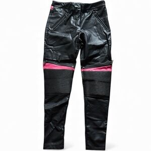 Zara Black and Pink Skinny leather Pants